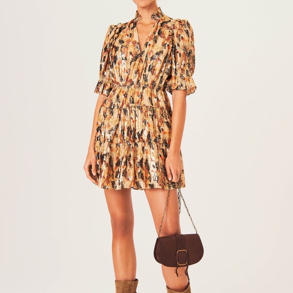 ba&sh Dresses & Skirts - NWT ba&sh Gloria Metallic Gold Mini Dress